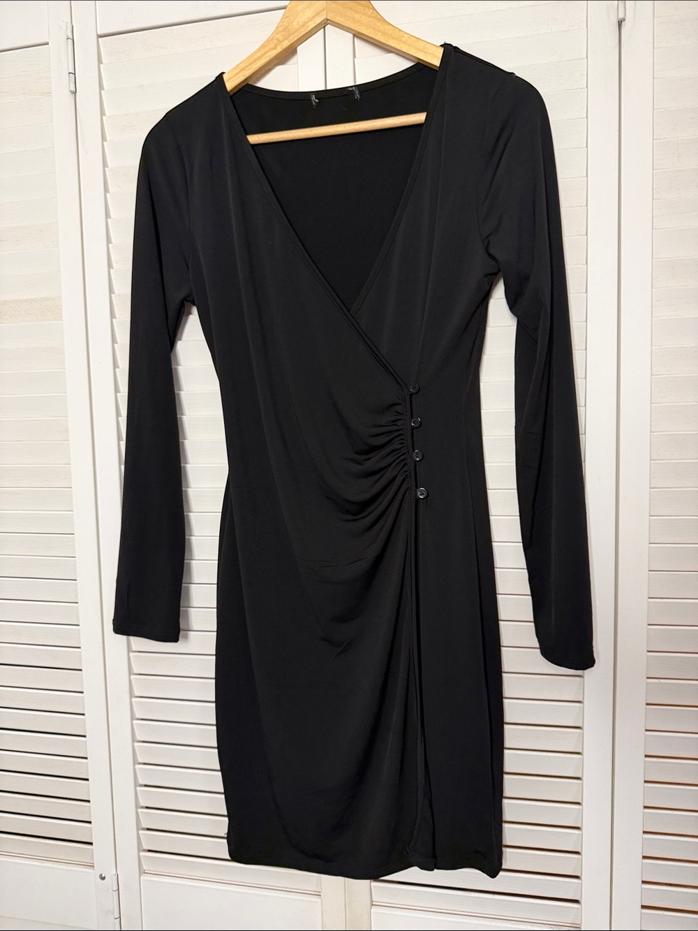 Black Long-Sleeve Wrap Dress - Classic Women's Dress